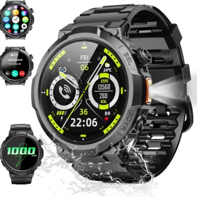 Smart Watches for Men (Answer/Make Call), 1.53" HD Military Smartwatch, 50+ Days Extra-Long Battery Life Fitness Tracker, Flashlight/110+Sports/Heart Rate/Sleep Monitor/IP68 Waterproof Android iOS
